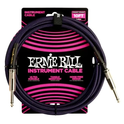 Abbildung von Ernie Ball Geflochtenes Instrumentenkabel gerade/gerade 3,05 m (10 ft) Lila/ Schwarz