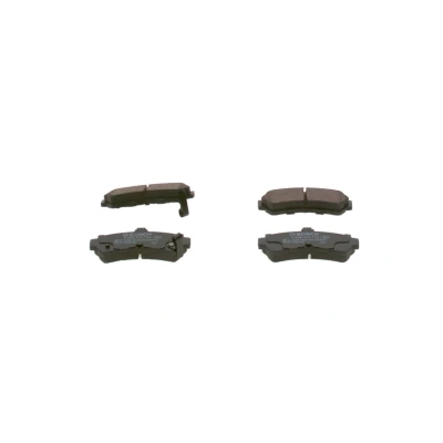 Abbildung von BOSCH 0 986 424 734 Bremsbelagsatz Low Metallic mit akustischer Verschleißwarnung Anti Quietsch Blech NISSAN: ALMERA 1 Hatchback,