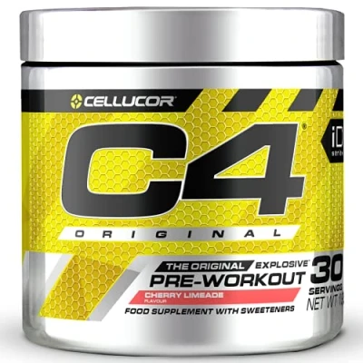 Abbildung von C4 Original Pre Workout Booster Getränkepulver für Energy Drink 150 mg Koffein + Beta Alanin Kreatin Monohydrat (Kirsch Limonenwasser, 30 Portionen)
