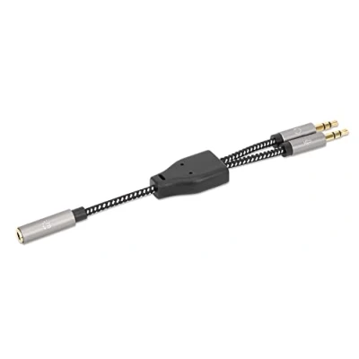 Abbildung von Manhattan Headset Adapterkabel mit Aux Y Audiosplitter 15cm