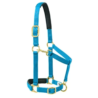 Abbildung von Weaver Leather Gepolsterter, Verstellbarer Kinn und Halfter mit Schnappverschluss, 2,5 cm durchschnittlicher Zugluftzug für Pferde oder Jährlicher, Blau