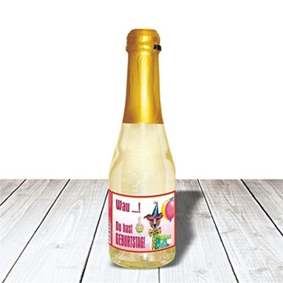 Abbildung von Piccolo Tierische liebe Grüße Beerenperlwein 0,2 l Sekt halbtrocken prickelnd freischer Fruchtsecco Perlwein aus weißen Beeren (Piccolo: Wau, du hast Geburtstag )