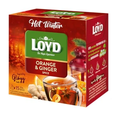 Abbildung von LOYD Kräutertee Früchtetee Wärmender Tee 15 Teebeutel 45g Geschmack: Orange und Ingwer Aromatisiert Obst Frucht Früchte Fruit Winter Tea Hochwertigen Teeblättern Schwarzteebeutel Aufbrühen