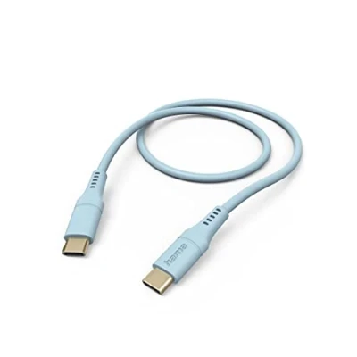 Abbildung von Hama Ladekabel „Flexible“ USB C auf C, Silikon, 1,5m (Schnellladung, Handy Ladekabel, Datenkabel, Kabel, Handykabel, Typ Knickschutz, flexibel, vergoldet, maximal kompatibel) blau