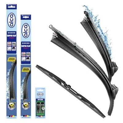 Abbildung von alca® Scheibenwischer Set mit Heckscheibenwischer passend für FIAT PANDA (02.2012 10.2024) SUPER FLAT Flachbalkenwischer Front und Heckwischer