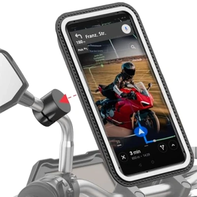 Abbildung von Shapeheart französische Innovation, magnetische Telefonhalterung PRO für Rückspiegel mit abnehmbarer wetterfester Hülle, Anti Vibration, alle Rückspiegel, kompatibel allen Marken