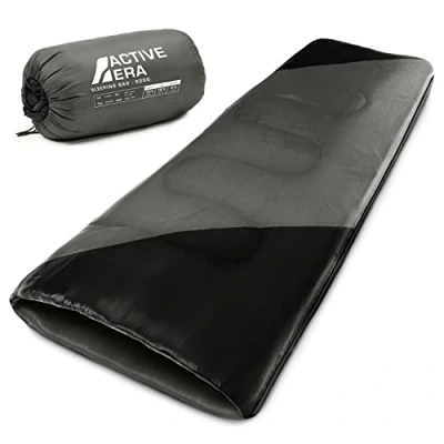 Abbildung von Active Era Deckenschlafsack Sleeping Bag, 3C bis 15C Sommer, Frühling, Herbst Leichter Schlafsack Outdoor und Indoor Schwarz