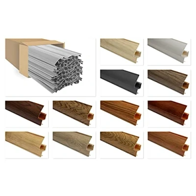Abbildung von LEMAL Sockelleisten und Zubehör PVC Fußleisten 70x50mm mit Kabelkanal (1 Innenecke, IE.087A Holzoptik Fichte) Fußleiste Scheuerleiste Laminat
