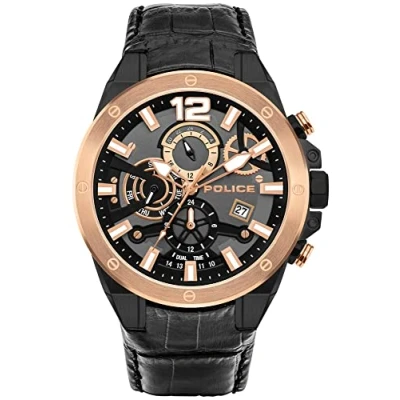 Abbildung von Police Unisex Erwachsene Analog Quarz Uhr mit Leder Armband PL15711JSBR.61