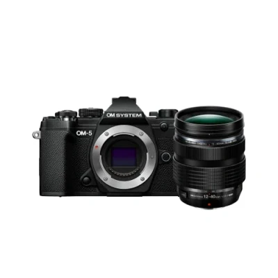 Abbildung von OM SYSTEM 5 Micro Four Thirds Systemkamera inklusive M.Zuiko Digital ED 1240 mm PRO II Objektiv, 20 MP Live MOS Sensor, optimierte Achsen Bildstabilisierung, Schwarz/Schwarz