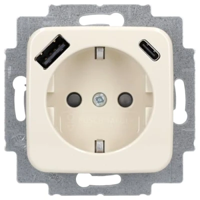 Abbildung von Busch Jaeger 20 EUCB2USBAC 212 SCHUKO USB A+C Anschluss Safety+ Cremeweiß Duro 2000 SI
