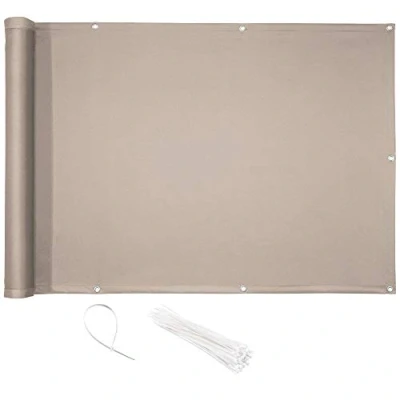 Abbildung von CelinaSun Sichtschutz Balkon 0,75 x 4 m Taupe PES Balkonbespannung mit Kabelbinder wasserabweisend Balkonumrandung