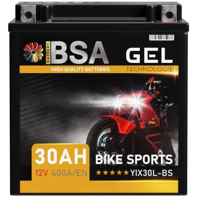 Abbildung von BSA YIX30L BS GEL Motorradbatterie 12V 30Ah 400A/EN Batterie entspricht YB30L 83200 vorgeladen auslaufsicher wartungsfrei ersetzt