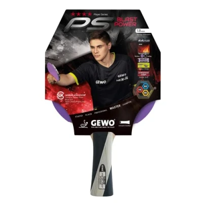 Abbildung von GEWO PS Blast Power Tischtennisschläger ITTF genehmigter Profi Tischtennisschläger, Allroundschläger mit kontrolliertem Thunderball 2 Belag und hohen Rotationseigenschaften, konkav, 1,8mm Schwamm