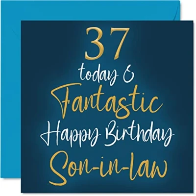 Abbildung von Fantastische Geburtstagskarte zum 37. Geburtstag für Schwiegersohn 37 Today &amp; Fantastic Happy Birthday Karte Schwiegersohn, Geburtstagsgeschenke Sohn, 145 mm x