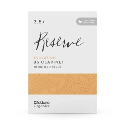 Abbildung von D&#039;Addario Organisch Reserve Evolution Bb Klarinettenblätter Rohrblätter für Klarinette Das erste und einzige Bio Schilfrohr 3.5+ Stärke, 10 Packung