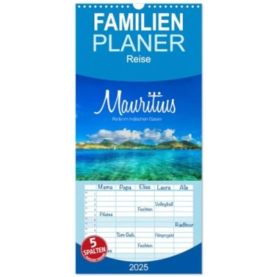 Abbildung von Familienplaner 2025 Mauritius Perle im Indischen Ozean mit 5 Spalten (Wandkalender, 21 cm x 45 cm), CALVENDO