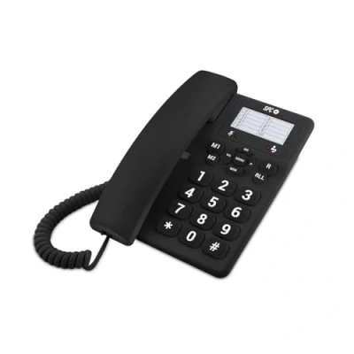 Abbildung von SPC Original Tisch oder Wandtelefon, mit großen, leicht zu bedienenden Tasten, 3 Direktspeicher, extra Laute Klingellautstärke, Wahlwiederholung, Farbe Schwarz