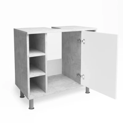 Abbildung von Vicco Waschbeckenunterschrank Fynn, Beton/Weiß, 60 x 54 cm