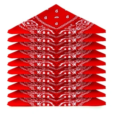 Abbildung von Karl Loven Bandana 5er Pack 100% Baumwolle Paisley Halstuch Kopf Hals Schal (5er Pack, Rot)