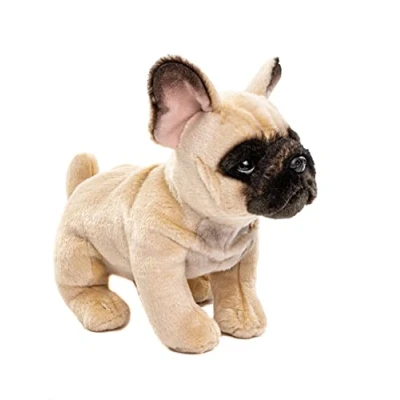 Abbildung von Uni Toys Kuscheltier Französische Bulldogge beige, m/o Leine, 27cm, Plüsch Hund, Plüschtier, zu 100 % recyceltes Füllmaterial