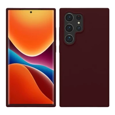 Abbildung von kwmobile Hülle kompatibel mit Samsung Galaxy S24 Ultra Silikon Handy Case Handyhülle für weiche Oberfläche kabelloses Laden Bordeaux Violett