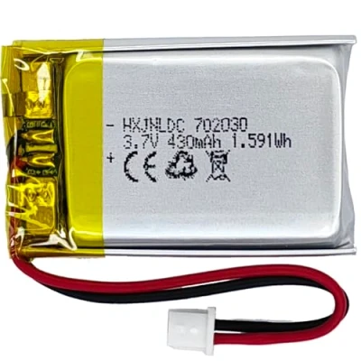 Abbildung von DC 3.7V 430mAh 702030 wiederaufladbare Lithium Polymer Batterie passend für DIY 3.7 5V elektronische Produkte mit eingebautem 2 Draht Batterieaustausch und LED Leuchten