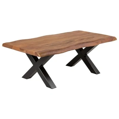 Abbildung von riess ambiente Couchtisch MAMMUT 110cm braun / schwarz (Einzelartikel, 1 St), Wohnzimmer · Akazie Massivholz Baumkante 3,5cm Platte Metall