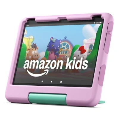 Abbildung von Fire HD 10 Kids Tablet für Kinder ab dem Vorschulalter Mit brillantem Zoll Display, Kindersicherung und 2 Jahren Sorglos Garantie Version 2023, 32 GB, rosa