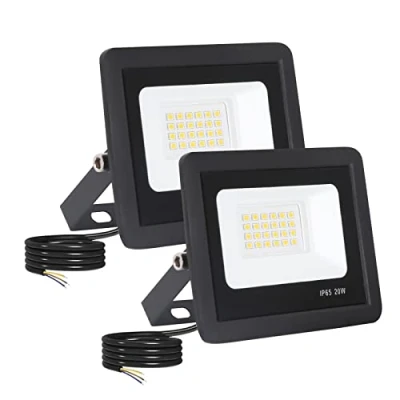 Abbildung von LED Strahler Außen 2 Stücke, Superhell Außenstrahler 20W 2000LM IP65 Wasserdichte Geführte Scheinwerfer im Freien für Dach Garten Hof Tor Garage Schwarze (6500K Kaltweiß)