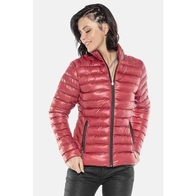 Abbildung von Cipo &amp; Baxx Damen Steppjacke Leicht Glänzend Jacke Outdoor Daunenjacke Rot L