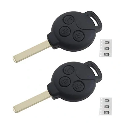 Abbildung von OTOTEC 2X Autoschlüssel 3 Tasten Gehäuse Fernbedienung Schutzhülle mit ungeschnittenen Klingen Touch Schaltern Kompatibel Smart 451 Fortwo Forfour Roadstar Fernschlüssel