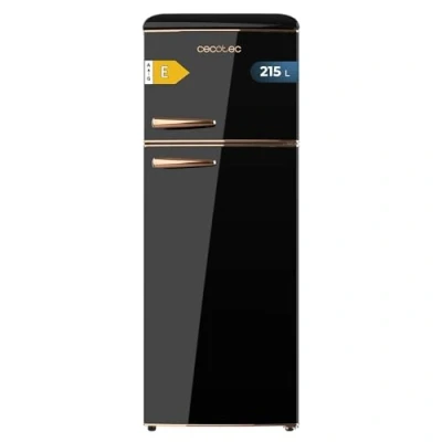 Abbildung von Cecotec Bolero CoolMarket 2D Origin 215 Black E Kühlschrank 2 Türen Retro L Höhe 148,2 cm Breite 55,2 cm, LED, verchromter Griff, Glasplatten, Temperaturkontrolle, Schwarz