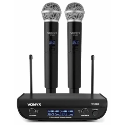 Abbildung von Vonyx WM82 Funkmikrofon Set mit zwei UHF Handmikrofonen