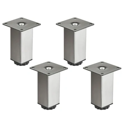 Abbildung von 4 Stück SOTECH Möbelfüße ZULU 38 x 100 mm Edelstahloptik, belastbar bis kg pro Fuß, Vitrinenfüße Sofafüße Schrankfüße