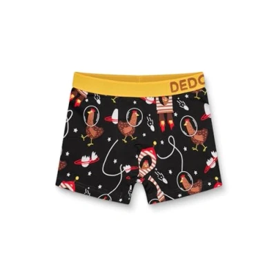 Abbildung von Dedoles Boxershorts Herren &amp; Jungen Unterwäsche Trunks Baumwolle lustige Designs Dinosaurier Hamster Spiele Maulwurf Geschenk, Farbe: Schwarz, Motiv: Hühner Astronaut, Gr. 4 6 Jahre