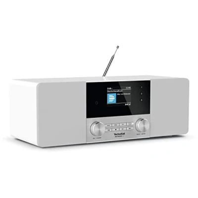 Abbildung von TechniSat DIGITRADIO 4 C Stereo Digital Radio (DAB+, UKW, Farbdisplay, Bluetooth Audiostreaming, Kopfhöreranschluss, AUX Eingang, Radiowecker, OLED Display, 20 Watt RMS, Elac Lautsprecher) weiß