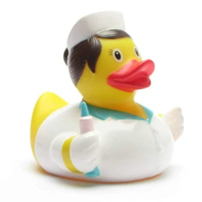 Abbildung von Badeente I Quietscheente Krankenschwester L: 8,5 cm inkl. Badeenten Schlüsselanhänger im Set