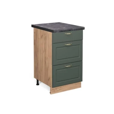Abbildung von Vicco Küchenunterschrank Fame Line, Grün Gold Landhaus/Goldkraft Eiche, 50 cm, AP Anthrazit