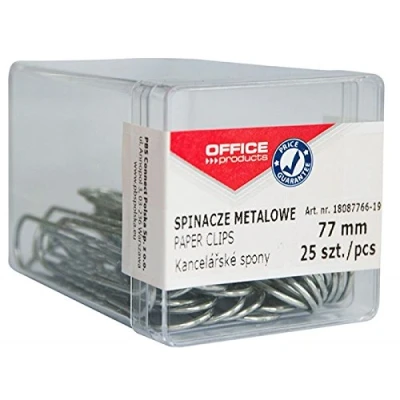 Abbildung von OFFICE PRODUCTS Büroklammern Metallbriefklammern Silbern in der Box / 25 Stück 77 mm/in Praktischer Aufbewahrungsbox/Paper Clips