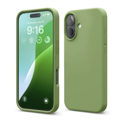 Abbildung von elago Premium Liquid Silikon Hülle Kompatibel mit iPhone 16 Hülle, Ganzkörper Handyhülle, Stoßfest, Schlanke Kratzfester weicher Mikrofaser Innenfutter, 6.1 Zoll (Zenderngrün)