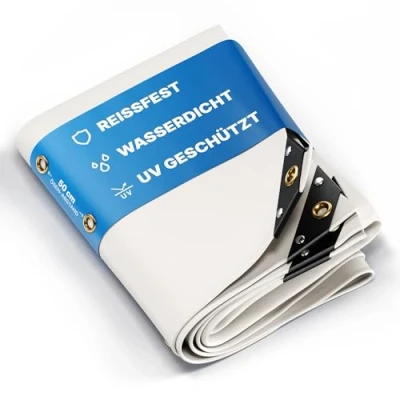 Abbildung von NEMAXX® Premium Abdeckplane Wasserdicht [600x1000cm] UV Beständige [650 g/m²] LKW Plane mit Ösen, PVC Gewebeplane für Holz, Garten, Dach &amp; BAU Winterfeste Schutzplane Weiß 60m²