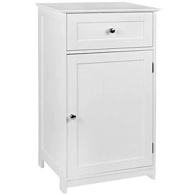 Abbildung von Bath Vida Badezimmerschrank, 1 Tür, Schublade, bodenstehend, Aufbewahrungseinheit, weiß