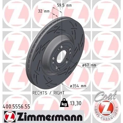 Abbildung von ZIMMERMANN Bremsscheibe MERCEDES BENZ: GLE 32mm 9/5 5 loch 112mm innenbelüftet, geschlitzt beschichtet hochgekohlt 400.5556.55 1674210801,167421080107