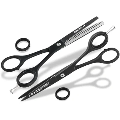 Abbildung von Haarscheren Set mit Friseurschere Mikroverzahnung und Modellierschere Rostfreies Edelstahl