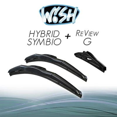 Abbildung von Wish® Hybrid Symbio Satz Front + Heck Scheibenwischer Länge: 22&quot; 550mm / 20&quot; 500mm 15&quot; 380mm Wischblätter Vorne und Hinten Review G HS22.20.15RG