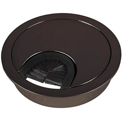 Abbildung von SO TECH Kabeldurchführung Kabeldurchlass aus Metall Chrom dunkel Bohrmaß Ø 68 mm Schreibtisch mit Staubdichtung