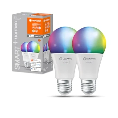 Abbildung von LEDVANCE Smarte LED Lampe mit WiFi Technologie für E27 Sockel, matte Optik ,RGBW Farben änderbar, Lichtfarbe änderbar (2700K 6500K), 806 Lumen, Ersatz herkömmliche 60W Leuchtmittel, 3 er Pack