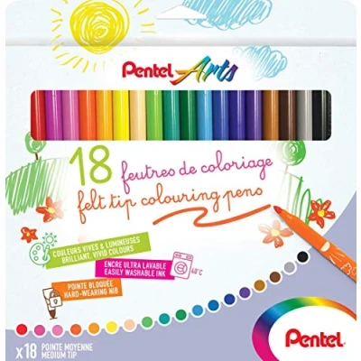 Abbildung von Pentel Arts SCS2E 18, Filzstifte, mittlere Spitze, 18 Stück