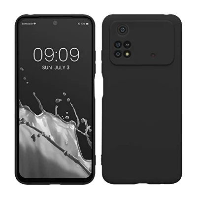 Abbildung von kwmobile Handyhülle kompatibel mit Xiaomi Poco M4 Pro Hülle Handy Case aus weichem Silikon in Schwarz matt